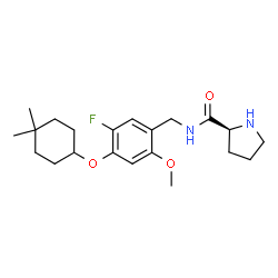 ChemSpider 2D Image | N-{4-[(4,4-Dimethylcyclohexyl)oxy]-5-fluoro-2-methoxybenzyl}-L-prolinamide | C21H31FN2O3