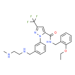 ChemSpider 2D Image | N-(2-Ethoxybenzyl)-1-[3-({[2-(methylamino)ethyl]amino}methyl)phenyl]-3-(trifluoromethyl)-1H-pyrazole-5-carboxamide | C24H28F3N5O2