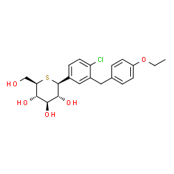 ChemSpider 2D Image | (1S)-1,5-Anhydro-1-[4-chloro-3-(4-ethoxybenzyl)phenyl]-1-thio-D-glucitol | C21H25ClO5S