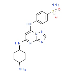 ChemSpider 2D Image | 4-({5-[(trans-4-Aminocyclohexyl)amino][1,2,4]triazolo[1,5-a]pyrimidin-7-yl}amino)benzenesulfonamide | C17H22N8O2S