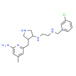 ChemSpider 2D Image | N-{4-[(6-Amino-4-methyl-2-pyridinyl)methyl]-3-pyrrolidinyl}-N'-(3-chlorobenzyl)-1,2-ethanediamine | C20H28ClN5