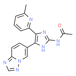 ChemSpider 2D Image | N-[5-(6-Methyl-2-pyridinyl)-4-[1,2,4]triazolo[1,5-a]pyridin-6-yl-1H-imidazol-2-yl]acetamide | C17H15N7O