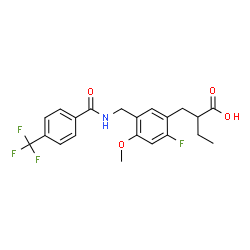 ChemSpider 2D Image | 2-[2-Fluoro-4-methoxy-5-({[4-(trifluoromethyl)benzoyl]amino}methyl)benzyl]butanoic acid | C21H21F4NO4