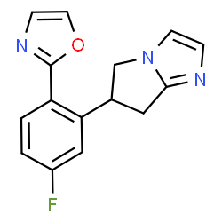 ChemSpider 2D Image | 6-[5-Fluoro-2-(1,3-oxazol-2-yl)phenyl]-6,7-dihydro-5H-pyrrolo[1,2-a]imidazole | C15H12FN3O