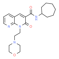 ChemSpider 2D Image | N-Cycloheptyl-1-[2-(4-morpholinyl)ethyl]-2-oxo-1,2-dihydro-1,8-naphthyridine-3-carboxamide | C22H30N4O3