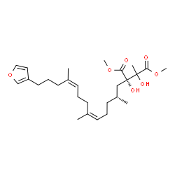ChemSpider 2D Image | Dimethyl (2S)-2-[(2R,5Z,9Z)-13-(3-furyl)-2,6,10-trimethyl-5,9-tridecadien-1-yl]-2,3-dihydroxy-3-methylsuccinate | C27H42O7