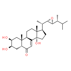 ChemSpider 2D Image | Ergost-7-en-6-one, 22,23-epoxy-2,3,14-trihydroxy-, (2Î²,3Î²,5Î²,22S,23S)- | C28H44O5