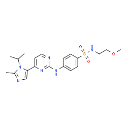 ChemSpider 2D Image | 4-{[4-(1-Isopropyl-2-methyl-1H-imidazol-5-yl)-2-pyrimidinyl]amino}-N-(2-methoxyethyl)benzenesulfonamide | C20H26N6O3S