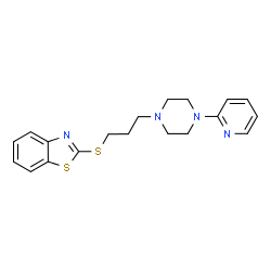 ChemSpider 2D Image | 2-({3-[4-(2-Pyridinyl)-1-piperazinyl]propyl}sulfanyl)-1,3-benzothiazole | C19H22N4S2
