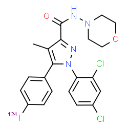 ChemSpider 2D Image | 1-(2,4-Dichlorophenyl)-5-[4-(~124~I)iodophenyl]-4-methyl-N-(4-morpholinyl)-1H-pyrazole-3-carboxamide | C21H19Cl2124IN4O2