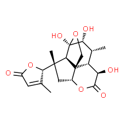 ChemSpider 2D Image | (1S,2R,3S,5R,8R,9S,10R,11R,12R)-8,11,12-Trihydroxy-3,10-dimethyl-3-[(2S)-3-methyl-5-oxo-2,5-dihydro-2-furanyl]-6,13-dioxatetracyclo[7.5.0.0~1,5~.0~2,12~]tetradecan-7-one | C19H24O8