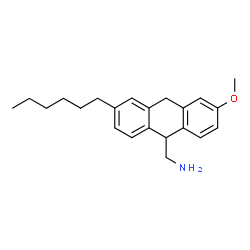 ChemSpider 2D Image | 1-(3-Hexyl-6-methoxy-9,10-dihydro-9-anthracenyl)methanamine | C22H29NO