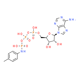 ChemSpider 2D Image | 5'-O-(Hydroxy{[hydroxy({hydroxy[(4-methylphenyl)amino]phosphoryl}oxy)phosphoryl]oxy}phosphoryl)adenosine | C17H23N6O12P3