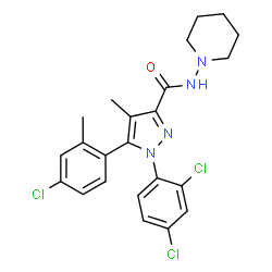 ChemSpider 2D Image | 5-(4-Chloro-2-methylphenyl)-1-(2,4-dichlorophenyl)-4-methyl-N-(1-piperidinyl)-1H-pyrazole-3-carboxamide | C23H23Cl3N4O