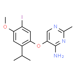 ChemSpider 2D Image | 5-(5-Iodo-2-isopropyl-4-methoxyphenoxy)-2-methyl-4-pyrimidinamine | C15H18IN3O2