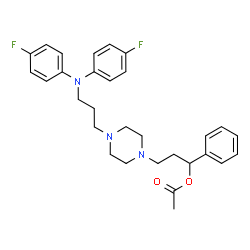 ChemSpider 2D Image | 3-(4-{3-[Bis(4-fluorophenyl)amino]propyl}-1-piperazinyl)-1-phenylpropyl acetate | C30H35F2N3O2