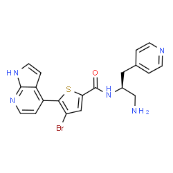 ChemSpider 2D Image | N-[(2S)-1-Amino-3-(4-pyridinyl)-2-propanyl]-4-bromo-5-(1H-pyrrolo[2,3-b]pyridin-4-yl)-2-thiophenecarboxamide | C20H18BrN5OS