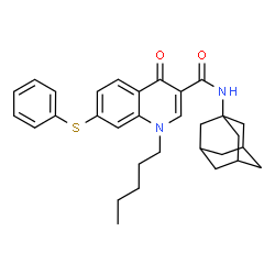 ChemSpider 2D Image | N-(Adamantan-1-yl)-4-oxo-1-pentyl-7-(phenylsulfanyl)-1,4-dihydro-3-quinolinecarboxamide | C31H36N2O2S