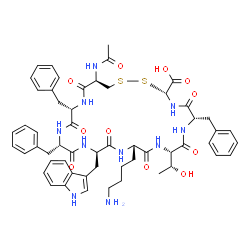 ChemSpider 2D Image | (3R,6S,9S,12S,15R,18S,21S,24R)-24-Acetamido-12-(4-aminobutyl)-6,18,21-tribenzyl-9-[(1R)-1-hydroxyethyl]-15-(1H-indol-3-ylmethyl)-5,8,11,14,17,20,23-heptaoxo-1,2-dithia-4,7,10,13,16,19,22-heptaazacyclo
pentacosane-3-carboxylic acid | C55H66N10O11S2