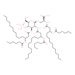 ChemSpider 2D Image | (2S)-2-{[(3R)-3-(Hexanoyloxy)tetradecanoyl]amino}-3-{[(2R,3R,4R,5S,6R)-3-{[(3R)-3-(hexanoyloxy)tetradecanoyl]amino}-4-{[(3R)-3-(hexanoyloxy)tetradecanoyl]oxy}-6-(hydroxymethyl)-5-(phosphonooxy)tetrahy
dro-2H-pyran-2-yl]oxy}propanoic acid (non-preferred name) | C69H127N2O19P