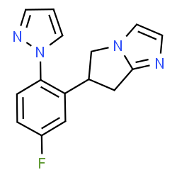 ChemSpider 2D Image | 6-[5-Fluoro-2-(1H-pyrazol-1-yl)phenyl]-6,7-dihydro-5H-pyrrolo[1,2-a]imidazole | C15H13FN4