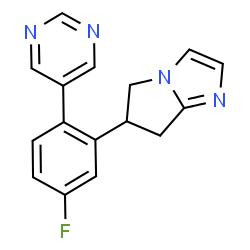 ChemSpider 2D Image | 6-[5-Fluoro-2-(5-pyrimidinyl)phenyl]-6,7-dihydro-5H-pyrrolo[1,2-a]imidazole | C16H13FN4