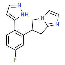 ChemSpider 2D Image | 6-[5-Fluoro-2-(1H-pyrazol-5-yl)phenyl]-6,7-dihydro-5H-pyrrolo[1,2-a]imidazole | C15H13FN4