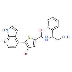 ChemSpider 2D Image | N-(2-Amino-1-phenylethyl)-4-bromo-5-(1H-pyrrolo[2,3-b]pyridin-4-yl)-2-thiophenecarboxamide | C20H17BrN4OS