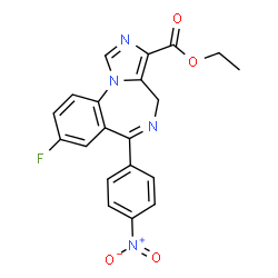 ChemSpider 2D Image | Ethyl 8-fluoro-6-(4-nitrophenyl)-4H-imidazo[1,5-a][1,4]benzodiazepine-3-carboxylate | C20H15FN4O4