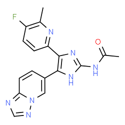 ChemSpider 2D Image | N-[4-(5-Fluoro-6-methyl-2-pyridinyl)-5-([1,2,4]triazolo[1,5-a]pyridin-6-yl)-1H-imidazol-2-yl]acetamide | C17H14FN7O