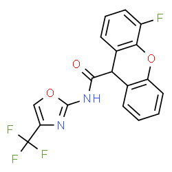 ChemSpider 2D Image | 4-Fluoro-N-[4-(trifluoromethyl)-1,3-oxazol-2-yl]-9H-xanthene-9-carboxamide | C18H10F4N2O3