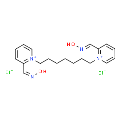 ChemSpider 2D Image | 2-[(E)-(Hydroxyimino)methyl]-1-(7-{2-[(Z)-(hydroxyimino)methyl]-1-pyridiniumyl}heptyl)pyridinium dichloride | C19H26Cl2N4O2