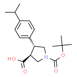 ChemSpider 2D Image | (3S,4R)-1-[(tert-butoxy)carbonyl]-4-[4-(propan-2-yl)phenyl]pyrrolidine-3-carboxylic acid | C19H27NO4