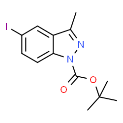 ChemSpider 2D Image | 2-Methyl-2-propanyl 5-iodo-3-methyl-1H-indazole-1-carboxylate | C13H15IN2O2