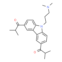 ChemSpider 2D Image | 1,1'-{9-[3-(Dimethylamino)propyl]-9H-carbazole-3,6-diyl}bis(2-methyl-1-propanone) | C25H32N2O2