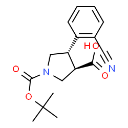 ChemSpider 2D Image | (3R,4S)-4-(2-Cyanophenyl)-1-{[(2-methyl-2-propanyl)oxy]carbonyl}-3-pyrrolidinecarboxylic acid | C17H20N2O4