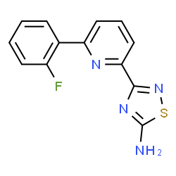 ChemSpider 2D Image | 3-[6-(2-Fluorophenyl)-2-pyridinyl]-1,2,4-thiadiazol-5-amine | C13H9FN4S