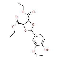 ChemSpider 2D Image | Diethyl (4R,5R)-2-(3-ethoxy-4-hydroxyphenyl)-1,3-dioxolane-4,5-dicarboxylate | C17H22O8