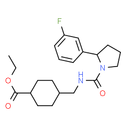 ChemSpider 2D Image | Ethyl 4-[({[2-(3-fluorophenyl)-1-pyrrolidinyl]carbonyl}amino)methyl]cyclohexanecarboxylate | C21H29FN2O3