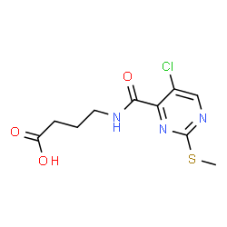 ChemSpider 2D Image | 4-({[5-Chloro-2-(methylsulfanyl)-4-pyrimidinyl]carbonyl}amino)butanoic acid | C10H12ClN3O3S