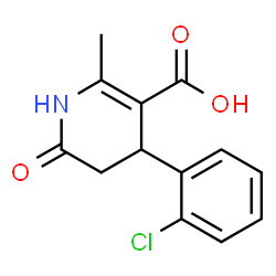 ChemSpider 2D Image | 4-(2-Chlorophenyl)-1,4,5,6-tetrahydro-2-methyl-6-oxo-3pyridinecarboxylic acid | C13H12ClNO3