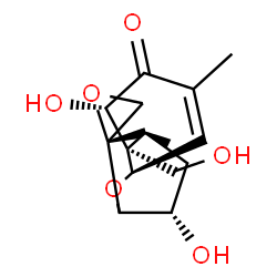 ChemSpider 2D Image | (3beta,6beta,7beta,11beta,12R)-3,7,15-Trihydroxy-12,13-epoxytrichothec-9-en-8-one | C15H20O6