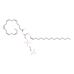 ChemSpider 2D Image | (2R)-3-[(1Z)-1-Hexadecen-1-yloxy]-2-[(5Z,8Z,11Z,14Z,17Z)-5,8,11,14,17-icosapentaenoyloxy]propyl 2-(trimethylammonio)ethyl phosphate | C44H78NO7P