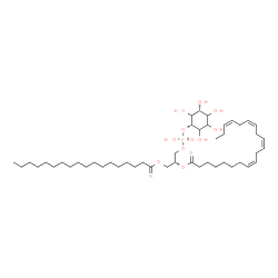 ChemSpider 2D Image | (2R)-1-[(Hydroxy{[(1s,3R)-2,3,4,5,6-pentahydroxycyclohexyl]oxy}phosphoryl)oxy]-3-(stearoyloxy)-2-propanyl (8Z,11Z,14Z,17Z)-8,11,14,17-icosatetraenoate | C47H83O13P