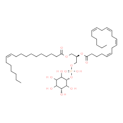 ChemSpider 2D Image | (2R)-1-[(Hydroxy{[(1s,3R)-2,3,4,5,6-pentahydroxycyclohexyl]oxy}phosphoryl)oxy]-3-[(11Z)-11-octadecenoyloxy]-2-propanyl (5Z,8Z,11Z,14Z)-5,8,11,14-icosatetraenoate | C47H81O13P