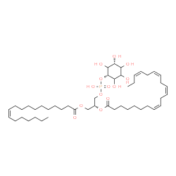 ChemSpider 2D Image | (2R)-1-[(Hydroxy{[(1s,3R)-2,3,4,5,6-pentahydroxycyclohexyl]oxy}phosphoryl)oxy]-3-[(11Z)-11-octadecenoyloxy]-2-propanyl (8Z,11Z,14Z,17Z)-8,11,14,17-icosatetraenoate | C47H81O13P