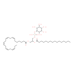 ChemSpider 2D Image | (2R)-3-[(Hydroxy{[(1s,3R)-2,3,4,5,6-pentahydroxycyclohexyl]oxy}phosphoryl)oxy]-2-(palmitoyloxy)propyl (7Z,10Z,13Z,16Z,19Z)-7,10,13,16,19-docosapentaenoate | C47H81O13P