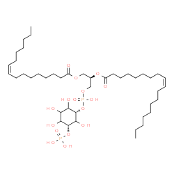 ChemSpider 2D Image | (2R)-1-[(9Z)-9-Hexadecenoyloxy]-3-[(hydroxy{[(1S,5R)-2,3,4,6-tetrahydroxy-5-(phosphonooxy)cyclohexyl]oxy}phosphoryl)oxy]-2-propanyl (9Z)-9-octadecenoate | C43H80O16P2