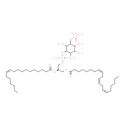 ChemSpider 2D Image | (2R)-3-[(Hydroxy{[(1S,5R)-2,3,4,6-tetrahydroxy-5-(phosphonooxy)cyclohexyl]oxy}phosphoryl)oxy]-2-[(11Z)-11-octadecenoyloxy]propyl (8Z,11Z,14Z)-8,11,14-icosatrienoate | C47H84O16P2