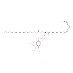 ChemSpider 2D Image | (2R)-1-[(Hydroxy{[(1S,5S)-2,3,6-trihydroxy-4,5-bis(phosphonooxy)cyclohexyl]oxy}phosphoryl)oxy]-3-(stearoyloxy)-2-propanyl (9Z,12Z,15Z)-9,12,15-octadecatrienoate | C45H83O19P3